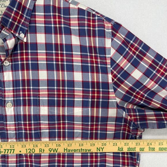 J.CREW Shirt Mens L 2-Ply Yarns Plaid Button Up Secret Wash Organic Cotton Blue - Picture 12 of 14